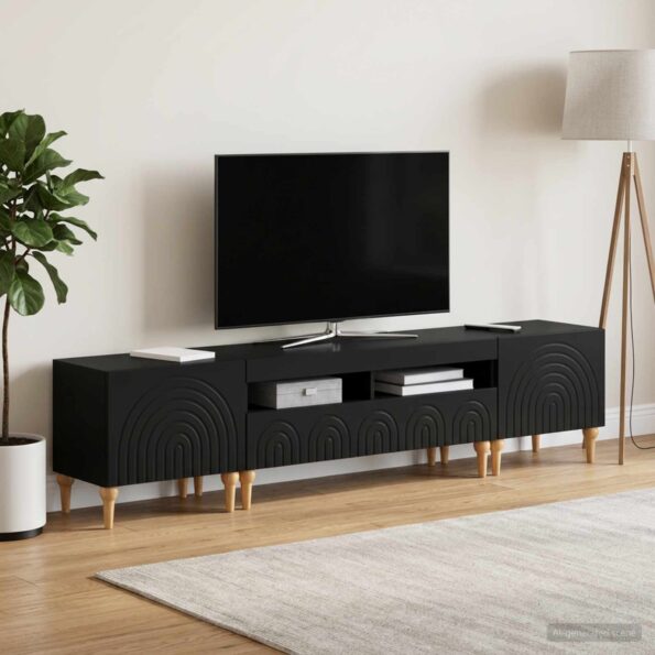 vidaXL 3-dielny LED TV stolík Čierna Kompozitné drevo – Obrázok 3
