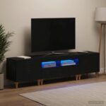 vidaXL 3-dielny LED TV stolík Čierna Kompozitné drevo