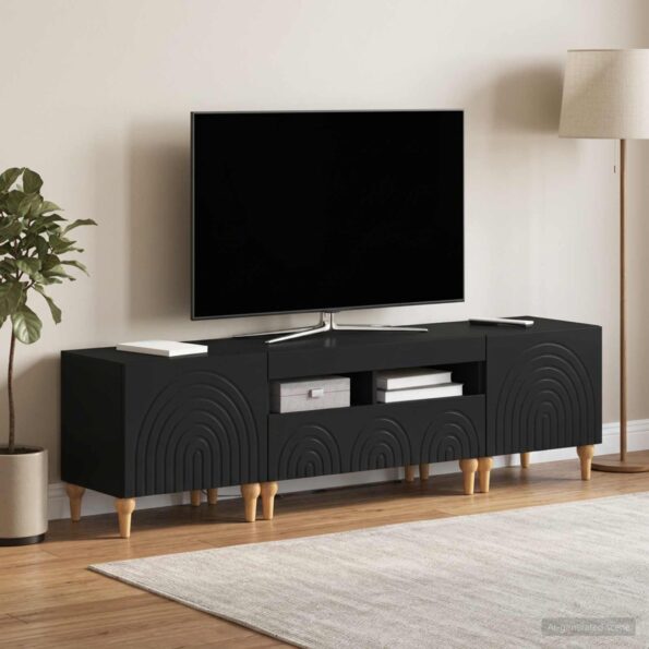 vidaXL 3-dielny LED TV stolík Čierna Kompozitné drevo – Obrázok 3