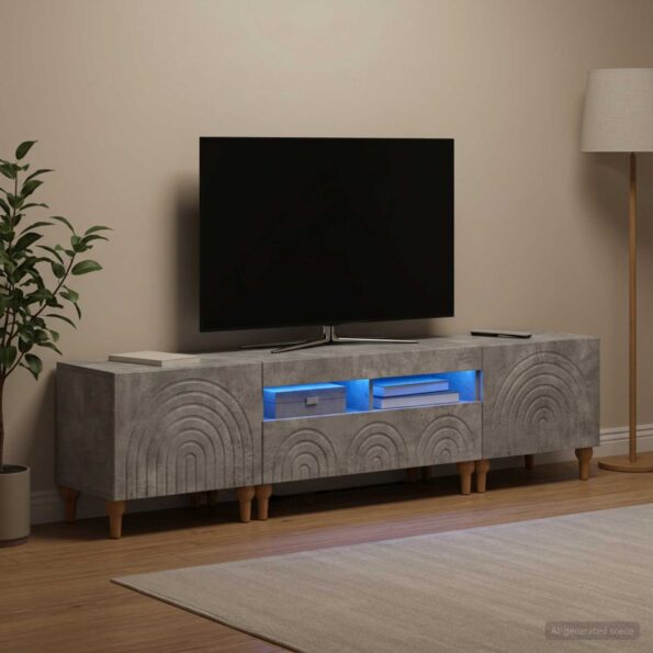 vidaXL 3-dielny LED TV stolík Betónovo sivá Kompozitné drevo – Obrázok 3