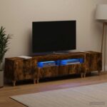 vidaXL 3-dielny LED TV stolík Dymový dub Kompozitné drevo