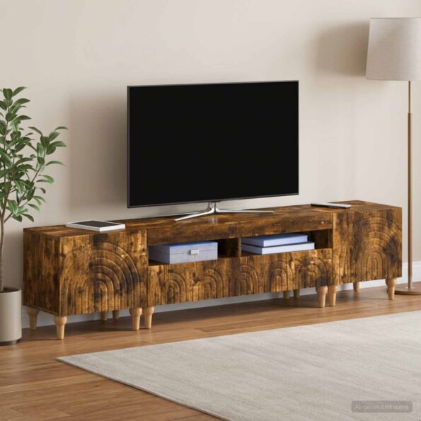 vidaXL 3-dielny LED TV stolík Dymový dub Kompozitné drevo – Obrázok 3