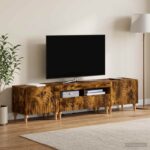 vidaXL 3-dielny LED TV stolík Dymový dub Kompozitné drevo