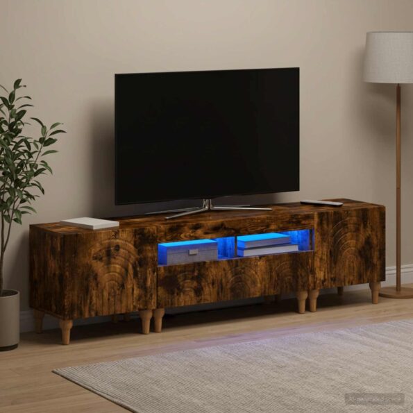 vidaXL 3-dielny LED TV stolík Dymový dub Kompozitné drevo – Obrázok 3