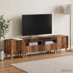 vidaXL 3-dielny LED TV stolík Staré drevo Kompozitné drevo – Obrázok 3
