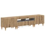 vidaXL 3-dielny LED TV stolík Dub artisan Kompozitné drevo – Obrázok 2