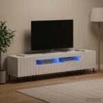 vidaXL 5-dielny LED TV kabinet Biela s vysokým leskom Kompozitné drevo – Obrázok 3