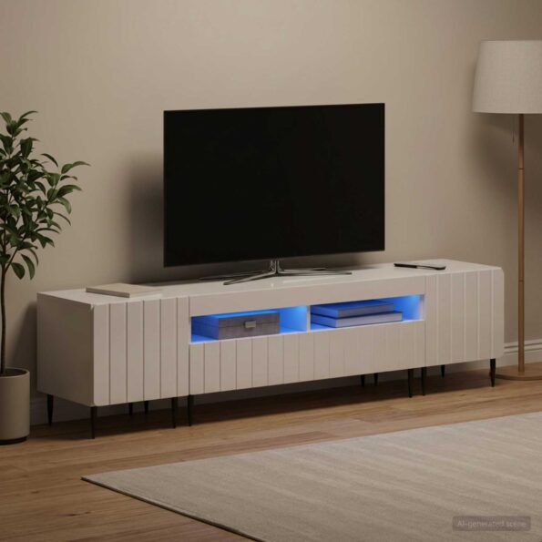 vidaXL 5-dielny LED TV kabinet Biela s vysokým leskom Kompozitné drevo – Obrázok 3