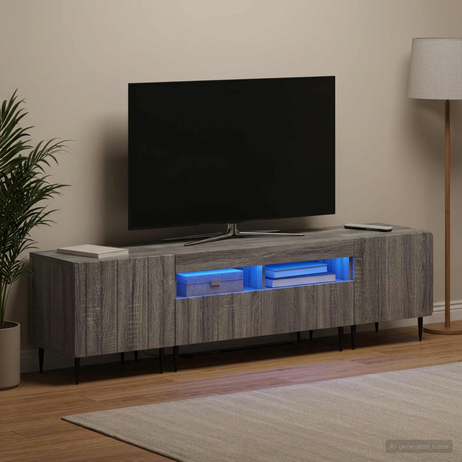 3416524_1.jpg vidaXL 5-dielny LED TV kabinet Sivý Sonoma Kompozitné drevo – Obrázok 1
