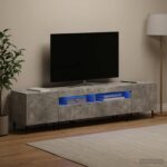 vidaXL 3-dielny LED TV stolík Betónovo sivá Kompozitné drevo