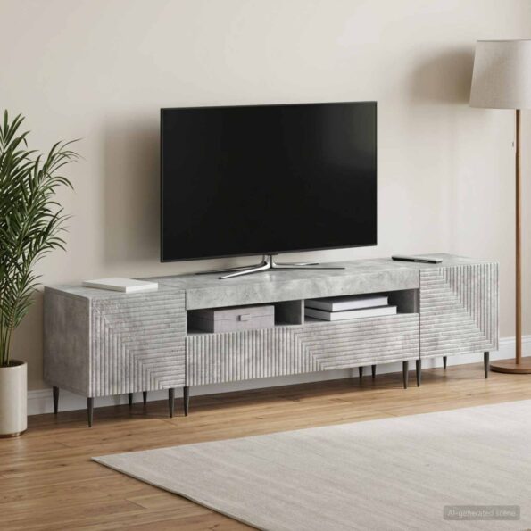 vidaXL 3-dielny LED TV stolík Betónovo sivá Kompozitné drevo – Obrázok 3
