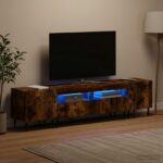 vidaXL 3-dielny LED TV stolík Dymový dub Kompozitné drevo