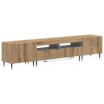 vidaXL 3-dielny LED TV stolík Dub artisan Kompozitné drevo – Obrázok 2