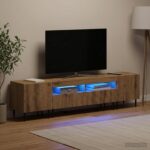 vidaXL 3-dielny LED TV stolík Dub artisan Kompozitné drevo – Obrázok 3