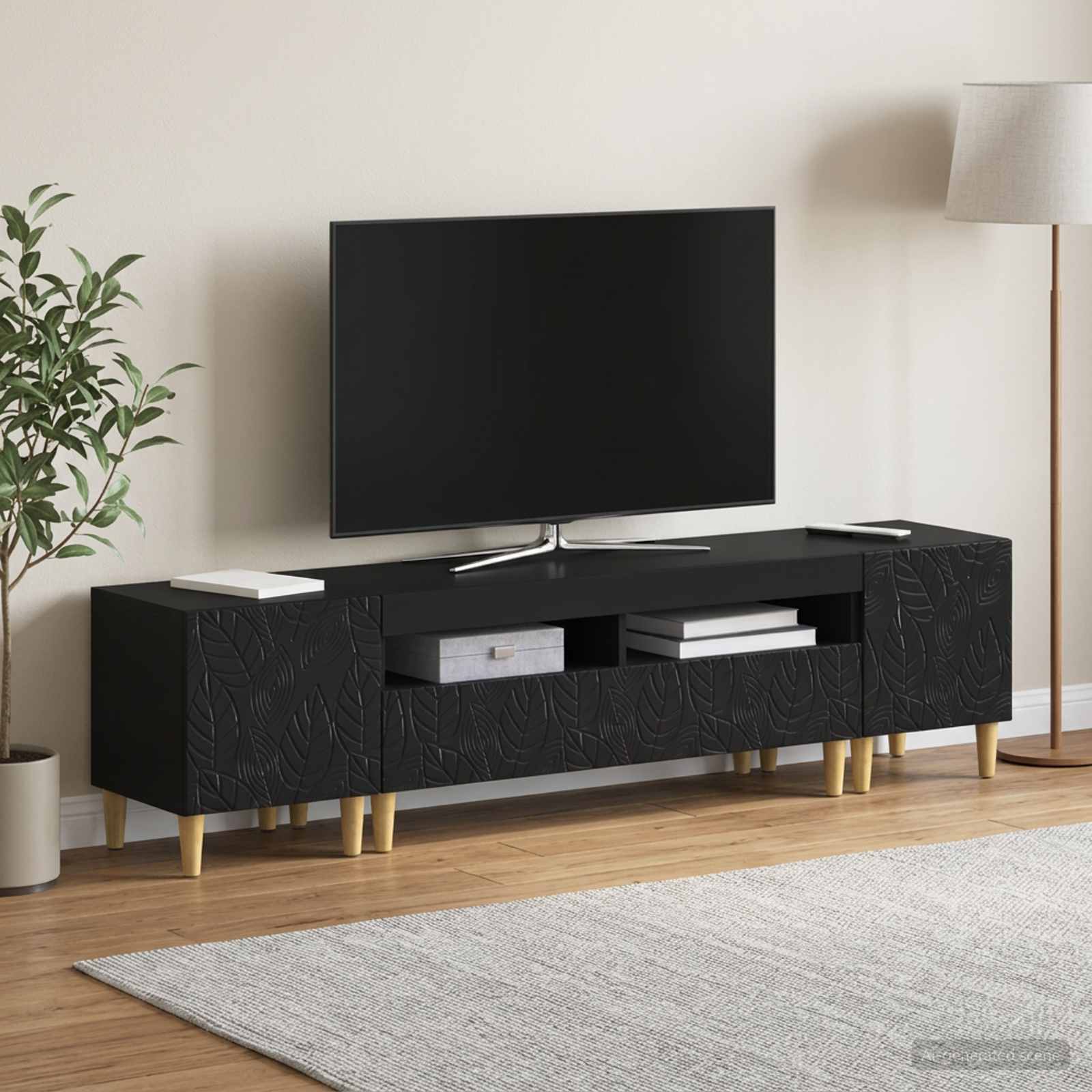 3416756_1.jpg vidaXL 5-dielny LED TV kabinet Čierna Kompozitné drevo – Obrázok 1