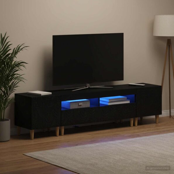 vidaXL 5-dielny LED TV kabinet Čierna Kompozitné drevo – Obrázok 3
