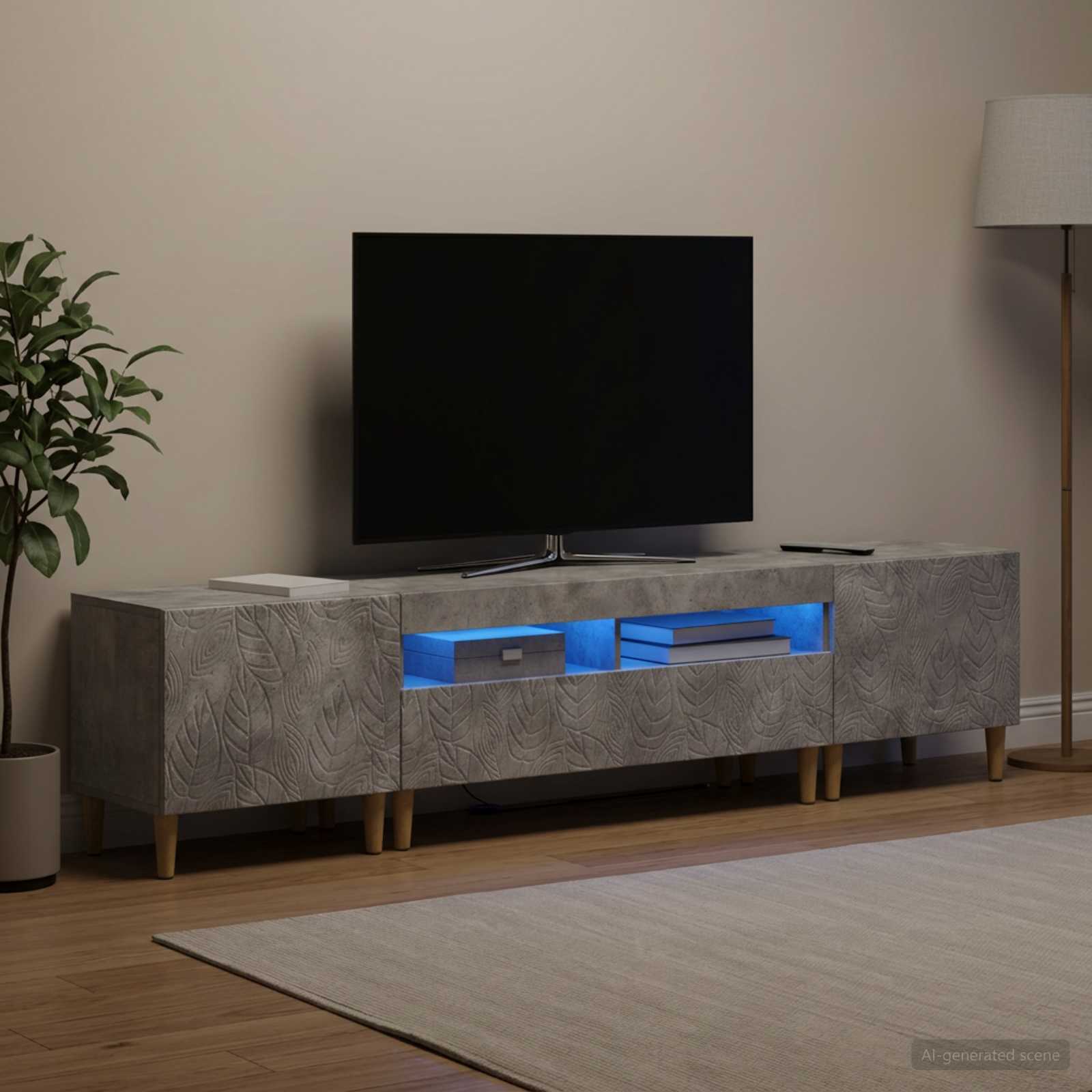 3416760_1.jpg vidaXL 5-dielny LED TV kabinet Betónovo sivá Kompozitné drevo – Obrázok 1