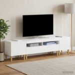 vidaXL 5-dielny LED TV kabinet Biela s vysokým leskom Kompozitné drevo