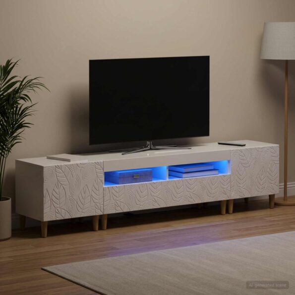 vidaXL 5-dielny LED TV kabinet Biela s vysokým leskom Kompozitné drevo – Obrázok 3