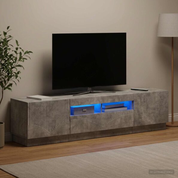 vidaXL 5-dielny LED TV kabinet Betónovo sivá Kompozitné drevo – Obrázok 3