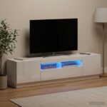 vidaXL 5-dielny LED TV kabinet Biela s vysokým leskom Kompozitné drevo
