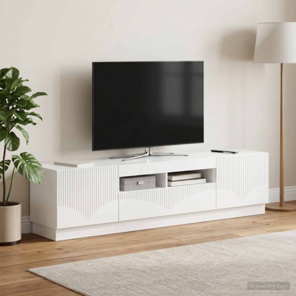 vidaXL 5-dielny LED TV kabinet Biela s vysokým leskom Kompozitné drevo – Obrázok 3