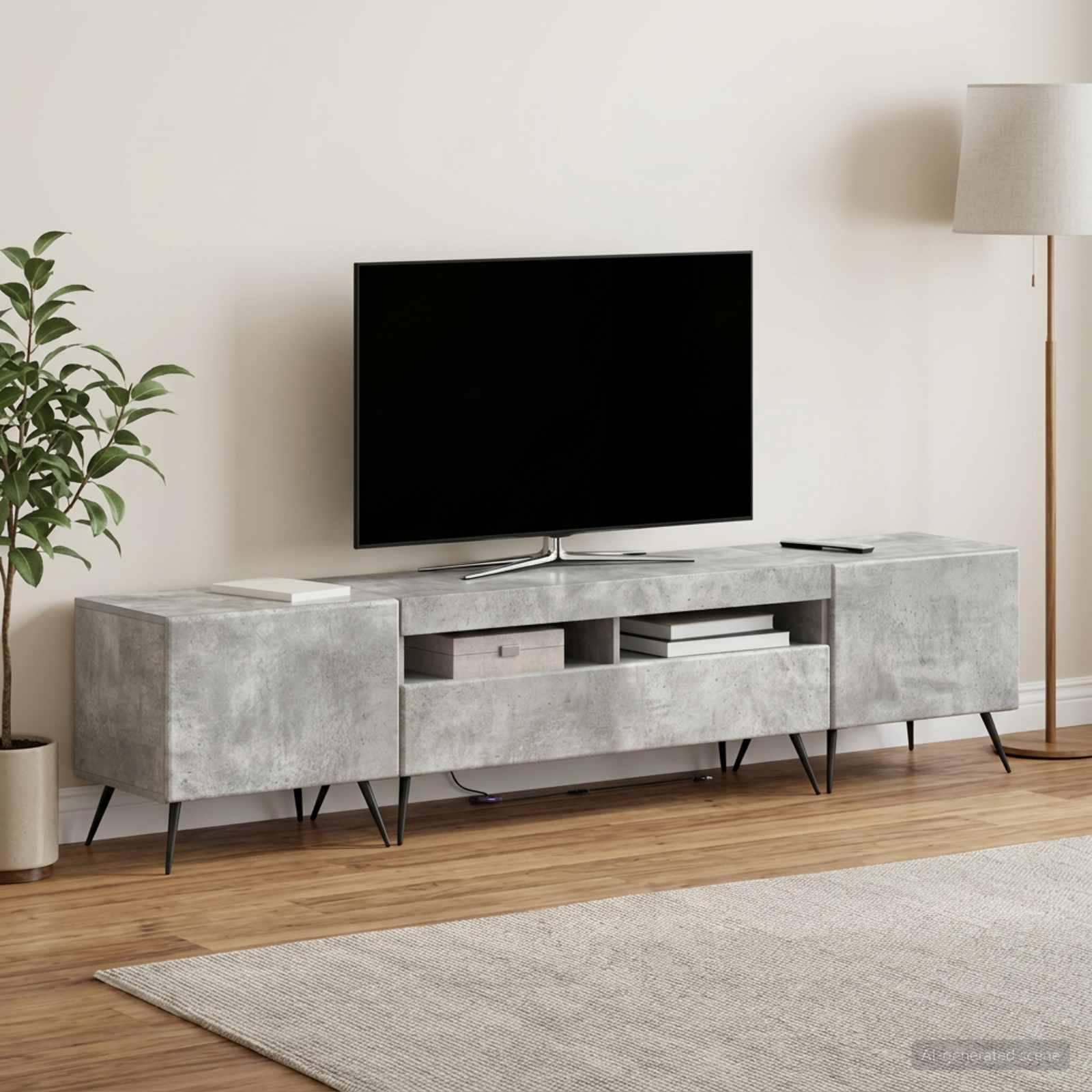 3416922_1.jpg vidaXL 5-dielny LED TV kabinet Betónovo sivá Kompozitné drevo – Obrázok 1