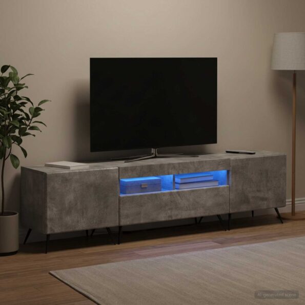 vidaXL 5-dielny LED TV kabinet Betónovo sivá Kompozitné drevo – Obrázok 3
