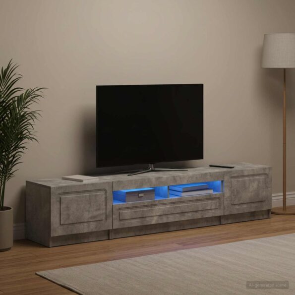 vidaXL 5-dielny LED TV kabinet Betónovo sivá Kompozitné drevo – Obrázok 3