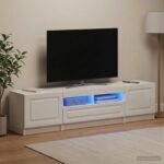 vidaXL 5-dielny LED TV kabinet Biela s vysokým leskom Kompozitné drevo