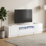 vidaXL 5-dielny LED TV kabinet Biela s vysokým leskom Kompozitné drevo – Obrázok 3