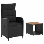 vidaXL Záhradný lounge set 2 ks Čierna – Obrázok 2