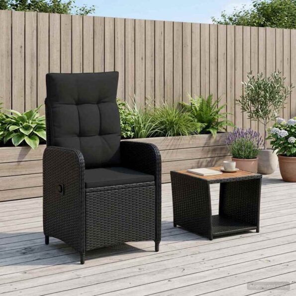 vidaXL Záhradný lounge set 2 ks Čierna – Obrázok 3