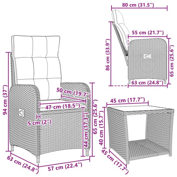 vidaXL Záhradný lounge set 2 ks Čierna – Obrázok 10