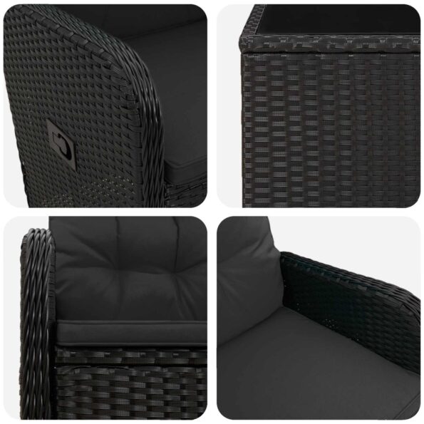 vidaXL Záhradný lounge set 2 ks Čierna – Obrázok 6