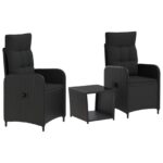 vidaXL Záhradný lounge set 3 ks Čierna – Obrázok 2