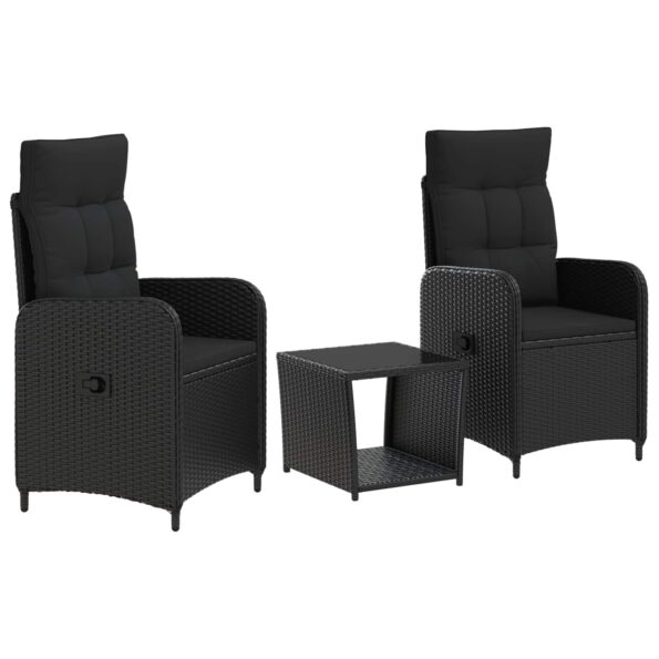 vidaXL Záhradný lounge set 3 ks Čierna – Obrázok 2