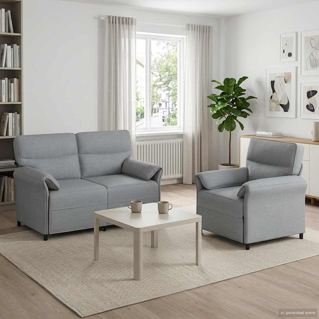 3424843_1.jpg vidaXL Sada pohoviek 2 ks Svetlosivá Látka – Obrázok 1