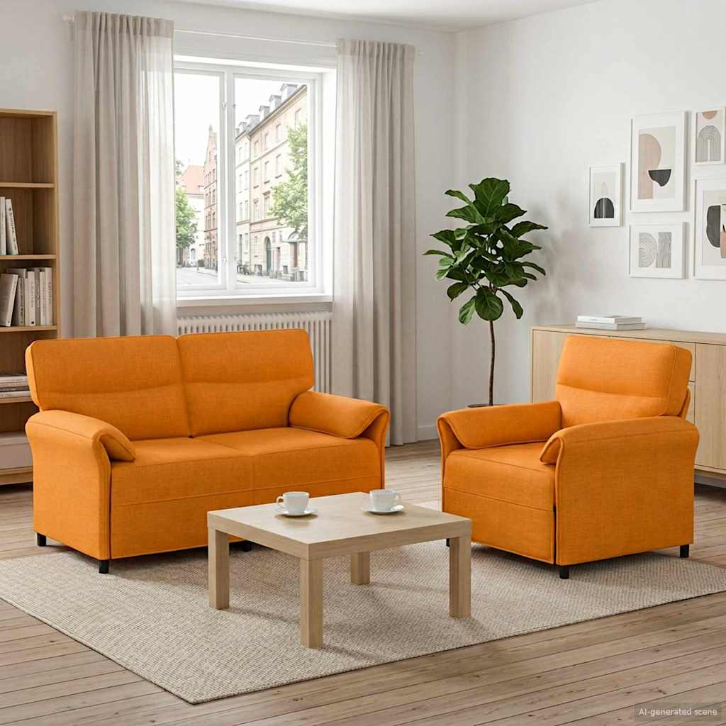 3424852_1.jpg vidaXL Sada pohoviek 2 ks Tmavá žltá Látka – Obrázok 1