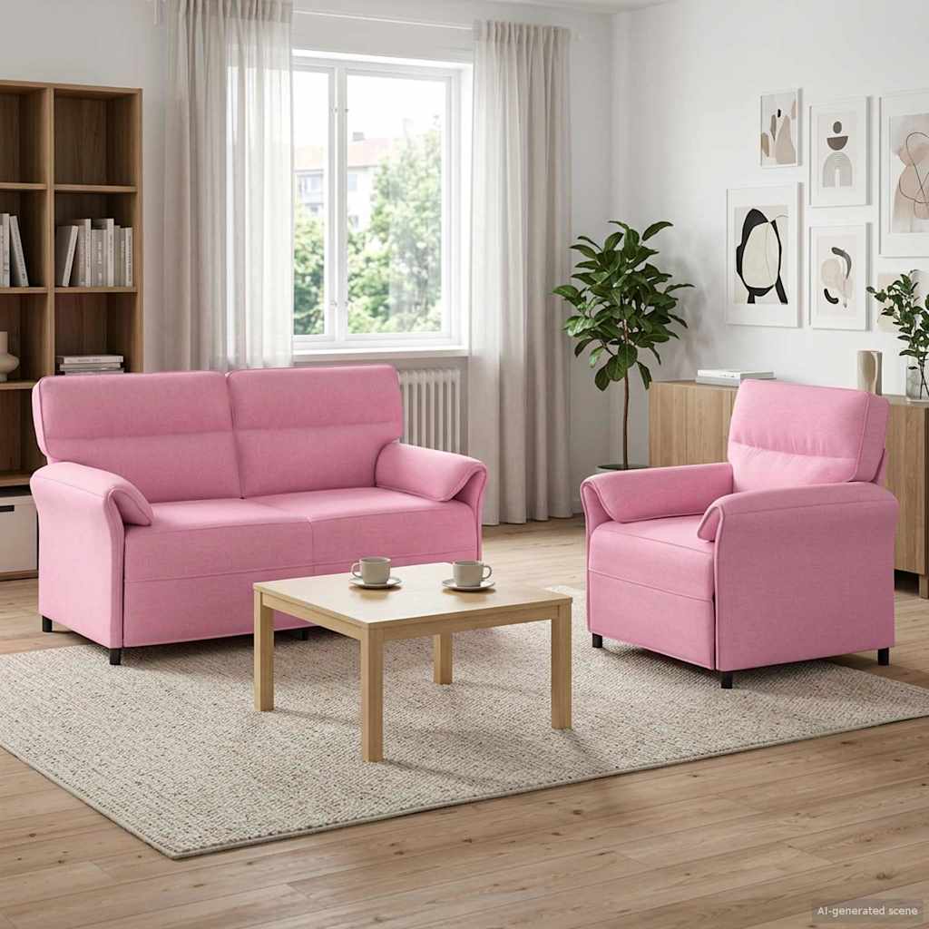 3424869_1.jpg vidaXL Sada pohoviek 2 ks Ružová Látka – Obrázok 1