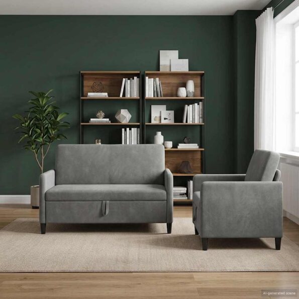 vidaXL Súprava pohovky s úložným priestorom 2 ks Tmavosivá Polyester – Obrázok 3