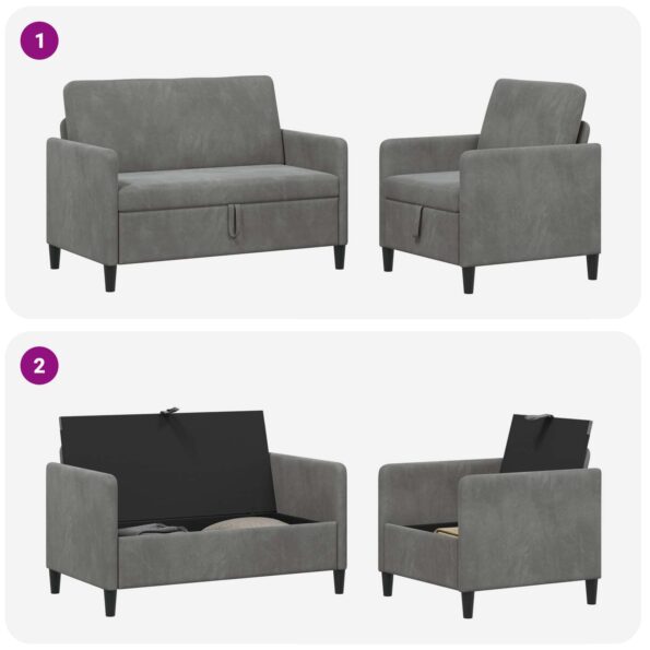 vidaXL Súprava pohovky s úložným priestorom 2 ks Tmavosivá Polyester – Obrázok 7