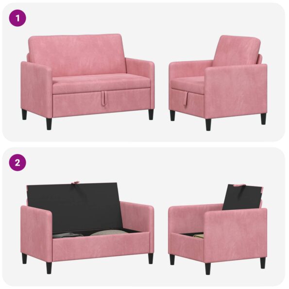 vidaXL Súprava pohovky s úložným priestorom 2 ks Ružová Polyester – Obrázok 7