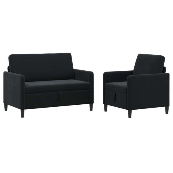 vidaXL Súprava pohovky s úložným priestorom 2 ks Čierna Polyester – Obrázok 2