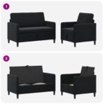 vidaXL Súprava pohovky s úložným priestorom 2 ks Čierna Polyester – Obrázok 7