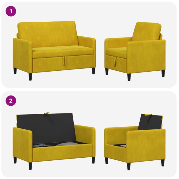vidaXL Súprava pohovky s úložným priestorom 2 ks Žltá Polyester – Obrázok 7