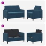 vidaXL Súprava pohovky s úložným priestorom 2 ks Modrá Polyester – Obrázok 11