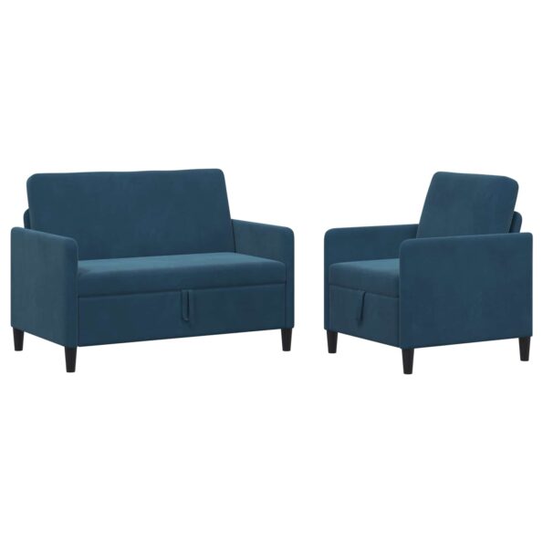 vidaXL Súprava pohovky s úložným priestorom 2 ks Modrá Polyester – Obrázok 2