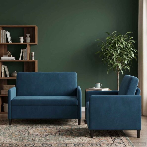vidaXL Súprava pohovky s úložným priestorom 2 ks Modrá Polyester – Obrázok 3