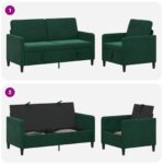 vidaXL Súprava pohovky s úložným priestorom 2 ks Tmavozelená Polyester – Obrázok 7